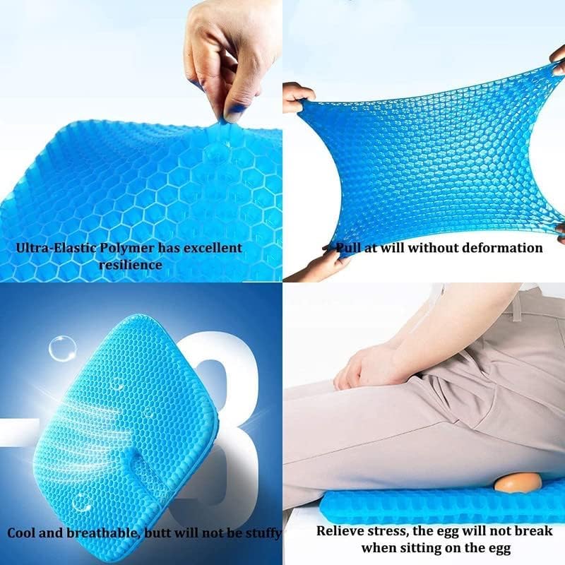 Ncry Gel Seat Cushion Comfort Blue Design Gel Pad Provides Excellent Support for Lower Back Spine HIPS Promotes Venting Good Sitting Posture for Office Chair Car Sitter Wheelchair - Image 4