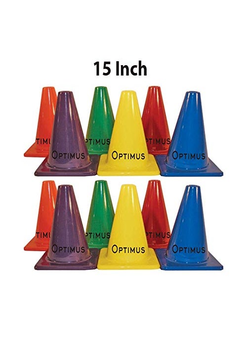 Optimus Optimus 15 Inch Space Marker Cones Set of 12 for Football Cricket Soccer Hockey Field Agility Exercise Sports Training  - Image 2