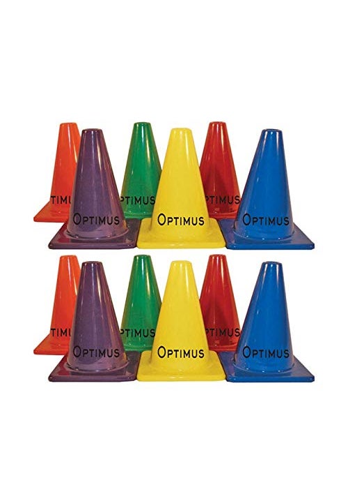 Optimus Optimus 15 Inch Space Marker Cones Set of 12 for Football Cricket Soccer Hockey Field Agility Exercise Sports Training  - Image 1