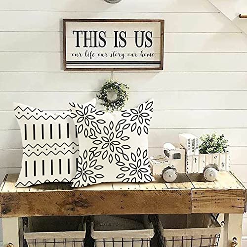 YCOLL Pillow Covers 18x18 Set of 4, Modern Sofa Throw Pillow Cover, Decorative Outdoor Linen Fabric Pillow Case for Couch Bed Car, Cream - Image 3