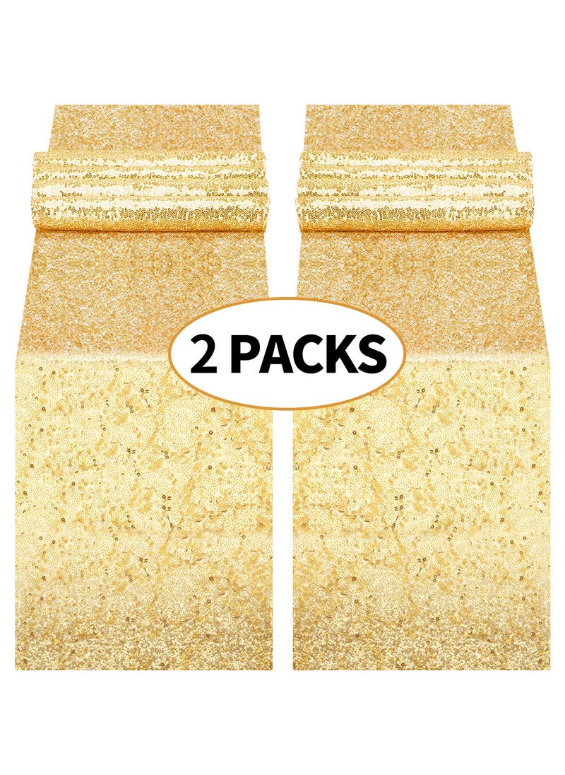 yuboo yuboo Gold Sequin Table Runners 2 Pack Glitter 12x108 Table Cloth for Graduation DecorationsBirthdayWeddingBridal Baby ShowerChristmas Gold Party Decorations 