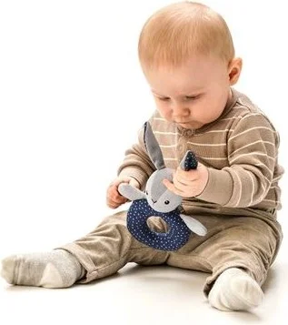 أيكيا Baby Toy Rattle Meridyendukkan 15 cm Plush Rattle Grey-Blue