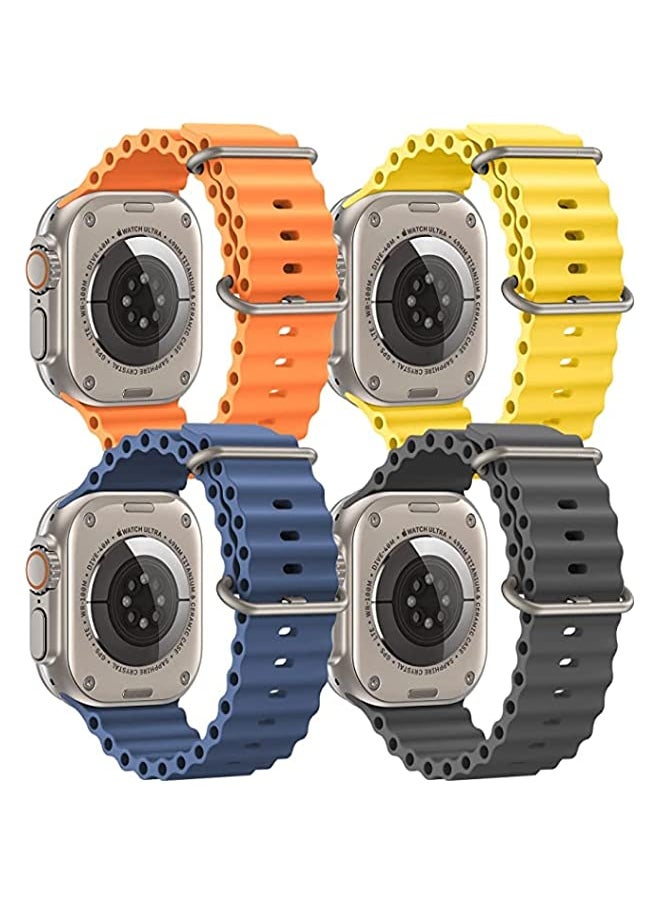 IAF - 4 Pack Ocean Band Compatible with Apple Watch Ultra Band 49mm 45mm 44mm 42mm Men Women, Soft Silicone Sport Band Replacement Strap for Apple Watch Ultra iWatch Series 8 7 SE 6 5 4 3 2 1 - Image 1