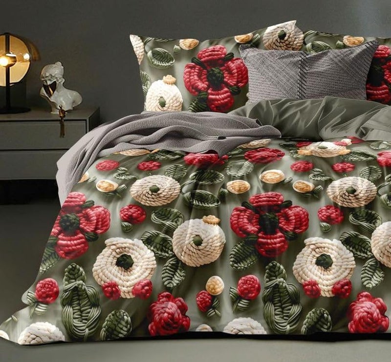 DECOR2ADMIRE 300 TC Premium 7D Print Super King Size Cotton Bedsheet Set with 2 Pillow Covers | Ultra Soft 108” x 108” | Elegant Floral Designs (Rose Meadow) - Image 4