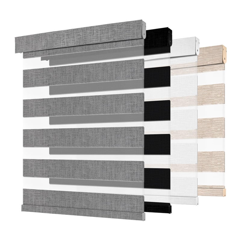 MoDanCeQ Cordless Zebra Blinds for Windows -Customizable Dual Layer Light Control Zebra Shades, Light Filtering & Blackout Window Blinds, Easy Install Zebra Blind for Home, Grey, 21" W x 72" H - Image 1