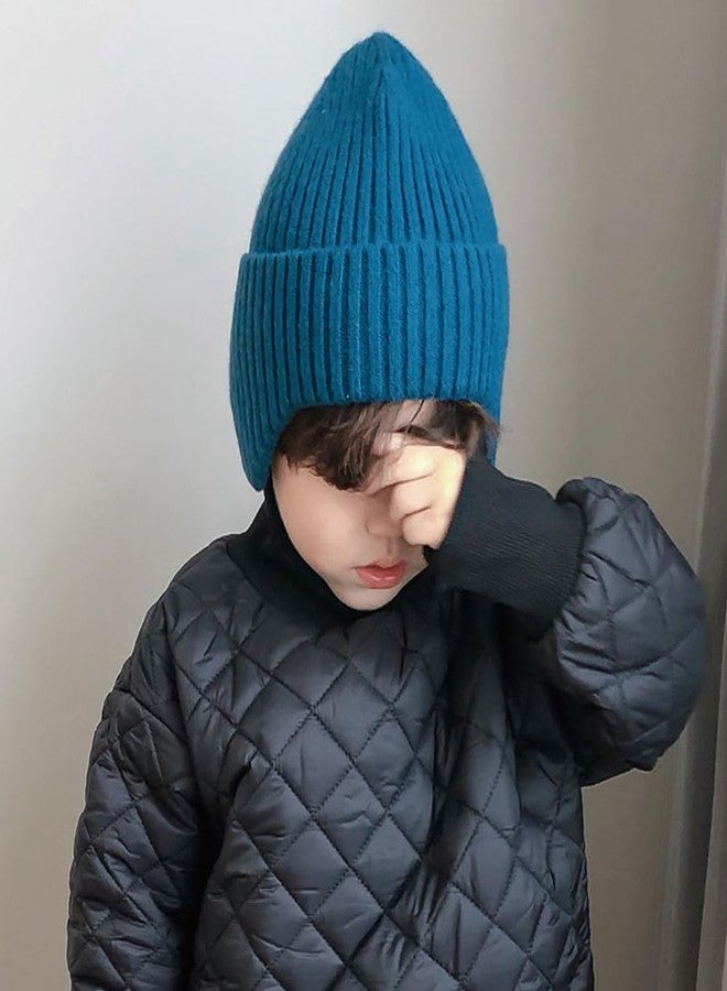 KORADI Girls Knit Hats Winter Warm Earflap Beanie Hat Boys Cuffed Skull Caps Ski Hat 3-12 Years Blue - Image 5
