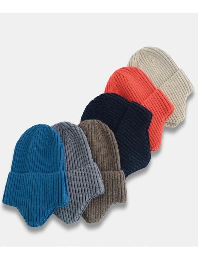 KORADI Girls Knit Hats Winter Warm Earflap Beanie Hat Boys Cuffed Skull Caps Ski Hat 3-12 Years Blue - Image 2
