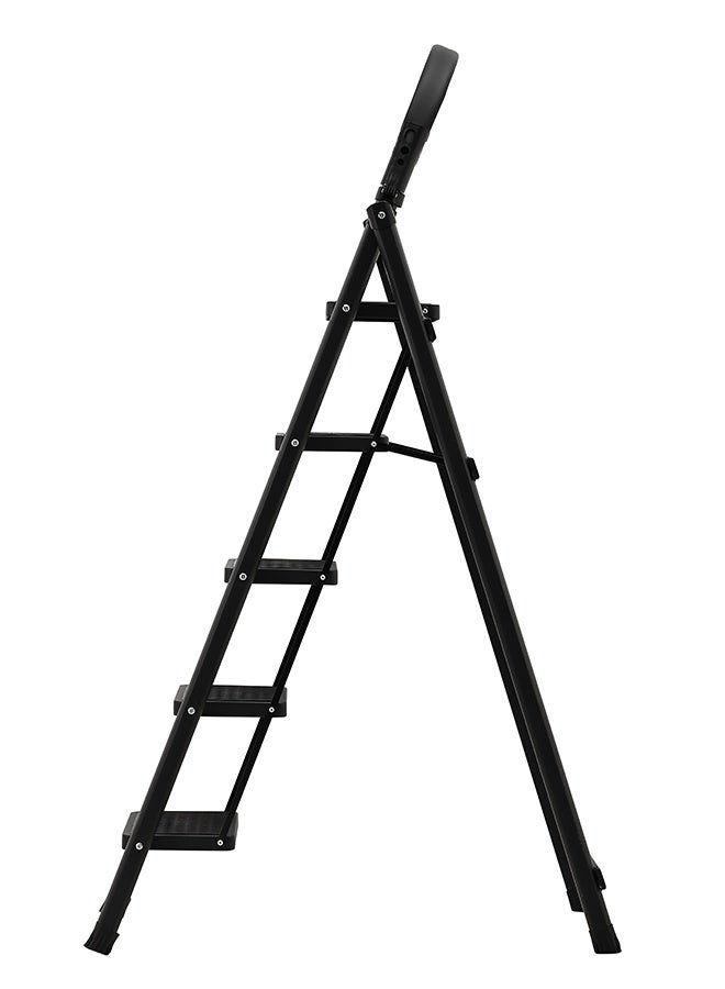LAWAZIM Pro7 5-Step Folding Ladder With Tools Hanger - Black - 120kg Load Capacity Step Stool with Convenient Handgrip, Tools Holder Rack, Anti-Slip Pedals - Multi-Use Ladder for Kitchen & Household - Image 3