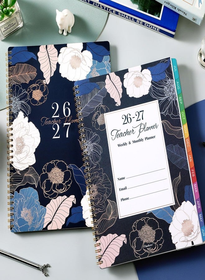Pinchoco Teacher Planner 2026-2027 - Teacher Lesson Planner 2026-2027, July 2026 - June 2027, 11" x 8.3", Weekly & Monthly Lesson Plan Book for Teachers - Engraved Floral - Image 2