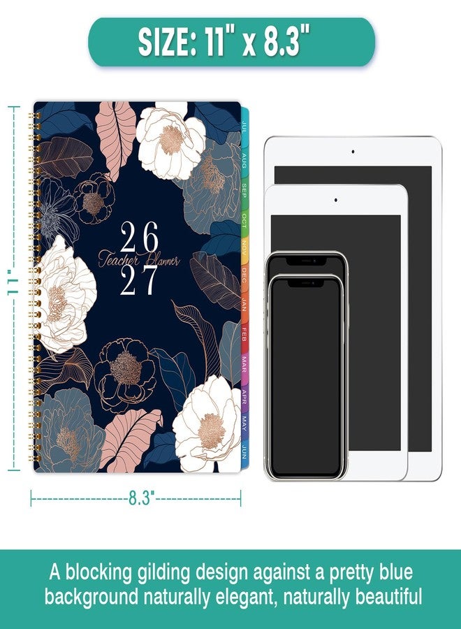 Pinchoco Teacher Planner 2026-2027 - Teacher Lesson Planner 2026-2027, July 2026 - June 2027, 11" x 8.3", Weekly & Monthly Lesson Plan Book for Teachers - Engraved Floral - Image 3