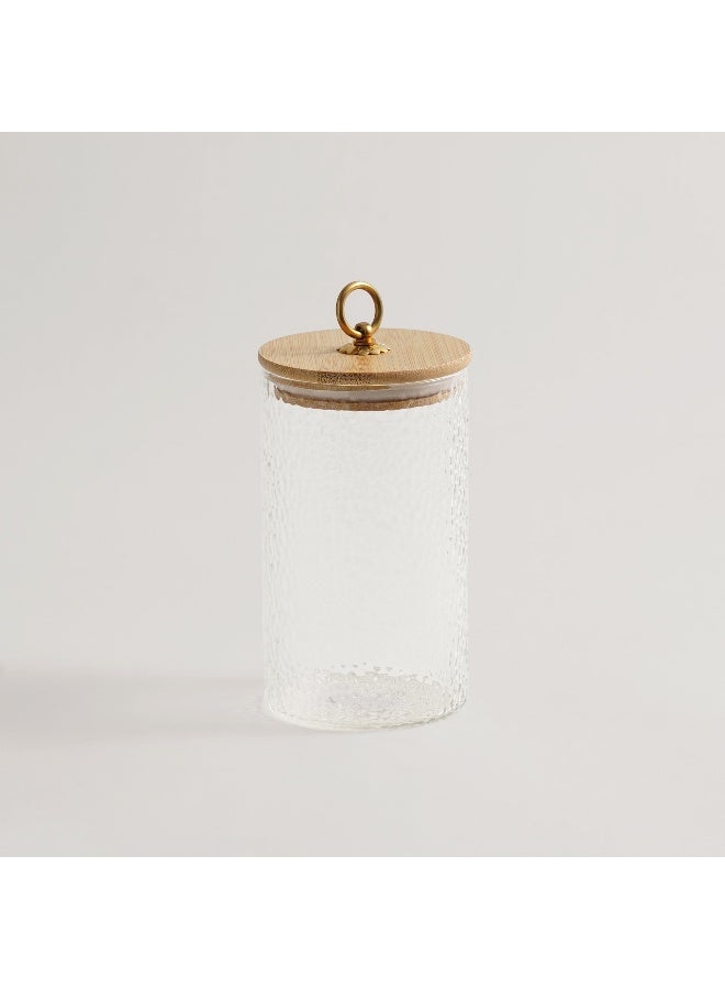 ALBERTO وعاء زجاجي بغطاء من الخيزران 9*9*15.5 سم - Image 1