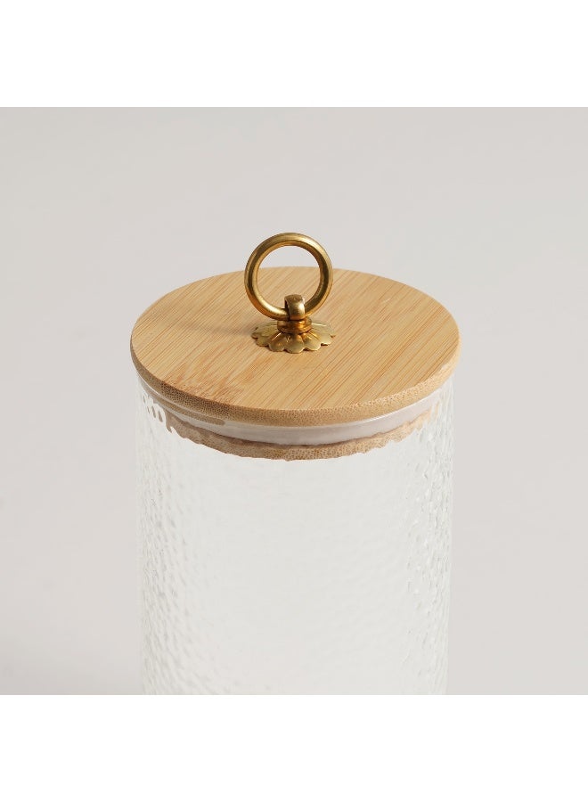 ALBERTO وعاء زجاجي بغطاء من الخيزران 9*9*15.5 سم - Image 2