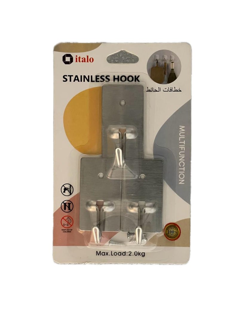 إيتالو 3 قطع من السنانير المقاومة للصدأ اللاصقة شديدة التحمل مقاومة للماء ومقاومة للزيت مثالية للمطبخ والحمام فضي