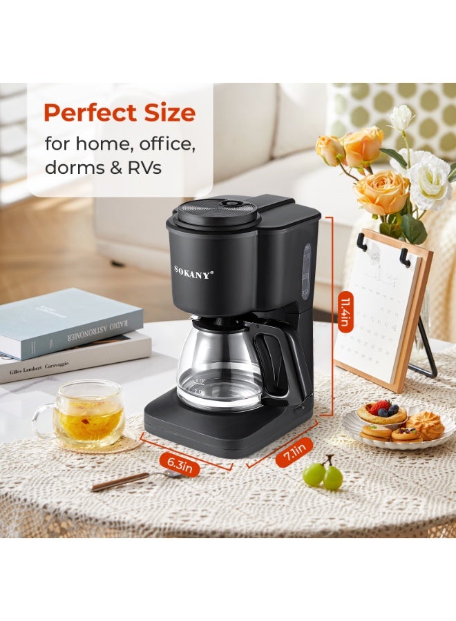 sokany Coffee Maker,Up to 6-Cup Drip Coffee Machine, Easy-Grip Handle, Drip Stop, Non-Stick Warming Plate, Auto-Shutoff, Boil Dry Protection - Image 3