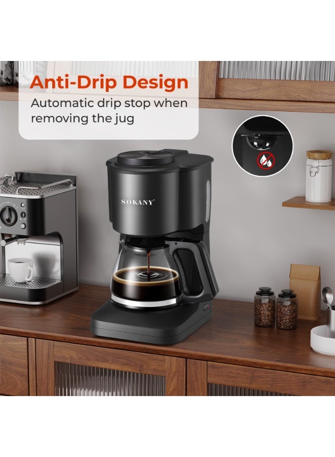 sokany Coffee Maker,Up to 6-Cup Drip Coffee Machine, Easy-Grip Handle, Drip Stop, Non-Stick Warming Plate, Auto-Shutoff, Boil Dry Protection - Image 5