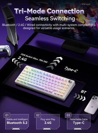 G75 Wireless Mechanical 16.8M RGB Gaming Keyboard with Macro Software, 75% 80 Keys, Gasket Structure, PBT Double-Shot Keycaps, Backlight, 8000mAh Battery, Hot-Swappable Full Keys - view 3