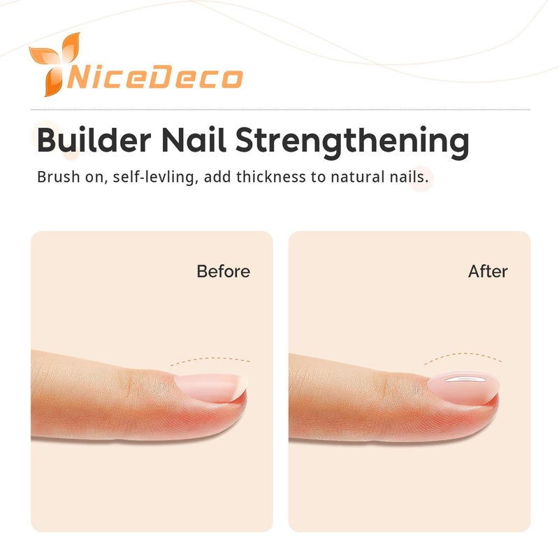 Nicedeco Hema Free Clear Rubber Base Gel Polish and No Wipe Gel Top Coat Cruelty Free Vegan Glossy Shinny Nail Art - Image 2