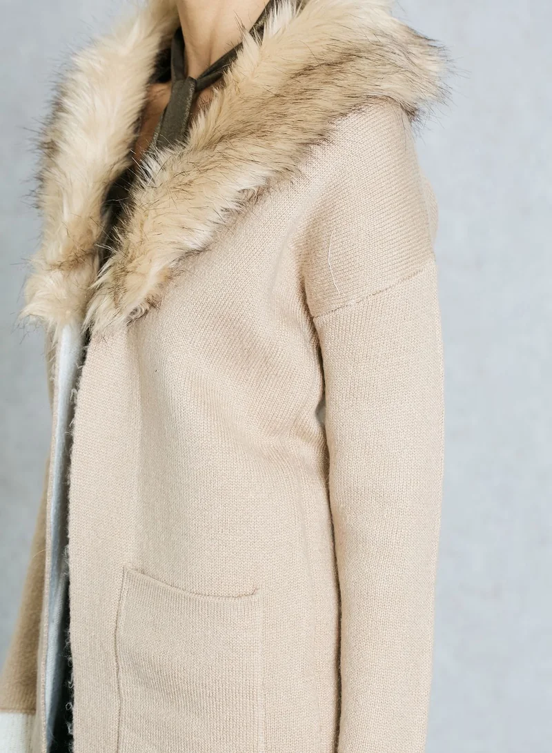 Miss Selfridge Faux Fur Collar Coat