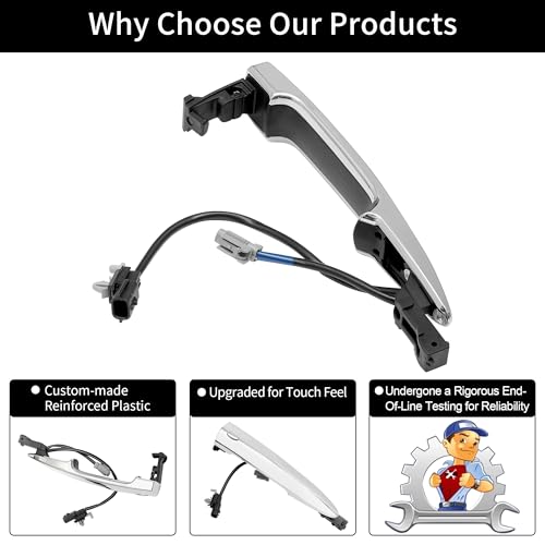 Gledewen مقابض أبواب خارجية كروم (2 قطعة)، متوافقة مع نيسان سنترا، مورانو، ماكسيما، ليف من 2009-2018، مع مستشعر ونظام دخول ذكي بدون مفتاح، الجانب الأيسر والأيمن الأمامي | استبدال# 806469N00A، 12459871 - Image 4