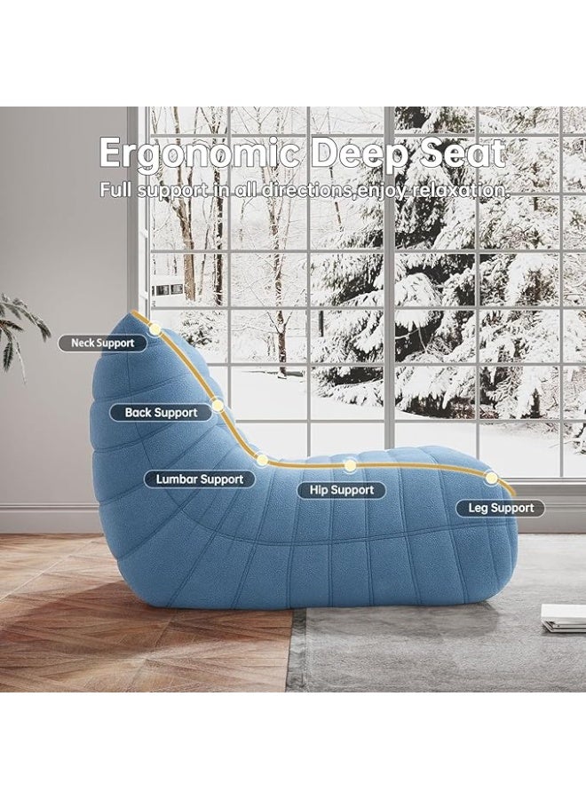 سحابة كرسي بين باج مريح مع مسند ظهر – كنبة أرضية Lazy Sofa بحشوة ميموري فوم وقماش مخملي ناعم – مثالي للقراءة والجيمينج – لون أبيض - Image 4
