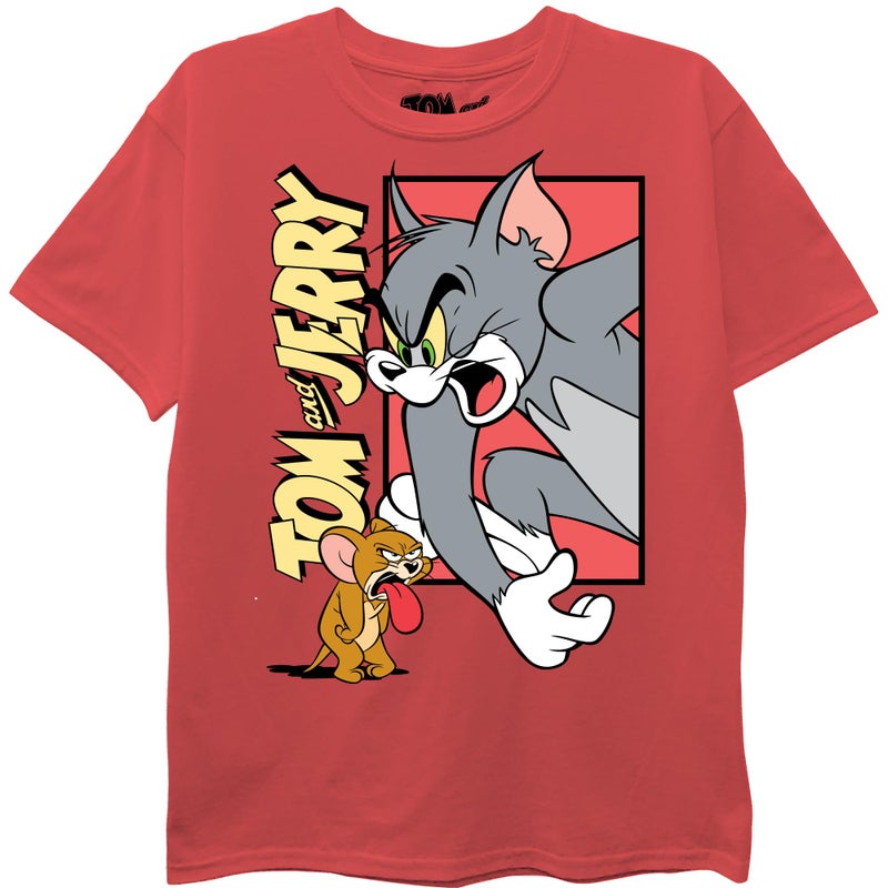 Tom & Jerry Tom and Jerry Boys Short Sleeve T-Shirt-Sizes 4-20, Red - Image 2