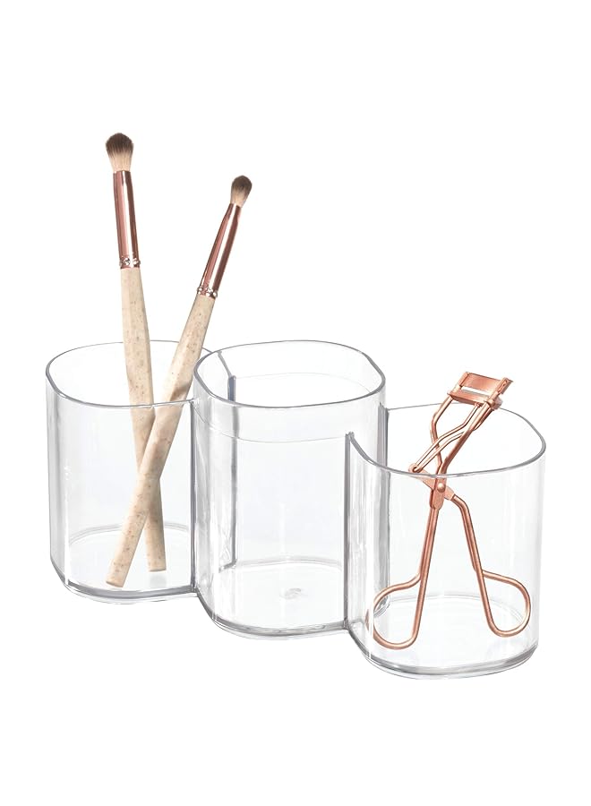 إنترديزاين منظم مستحضرات التجميل Trio Cup Vanity Cabinet من مجموعة Clarity – 8.2” X 3” X 3.75” شفاف - Image 1