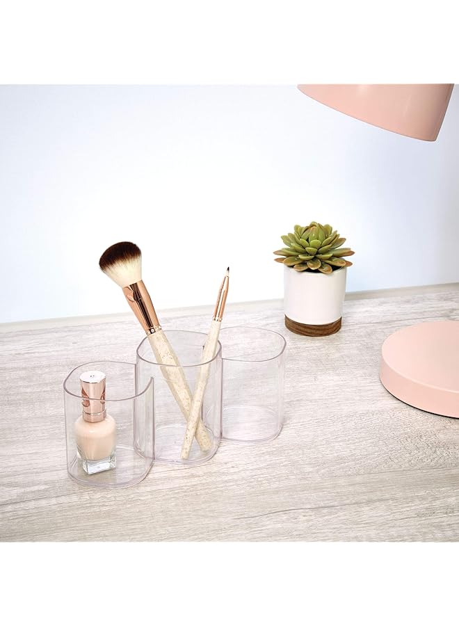 إنترديزاين منظم مستحضرات التجميل Trio Cup Vanity Cabinet من مجموعة Clarity – 8.2” X 3” X 3.75” شفاف - Image 3