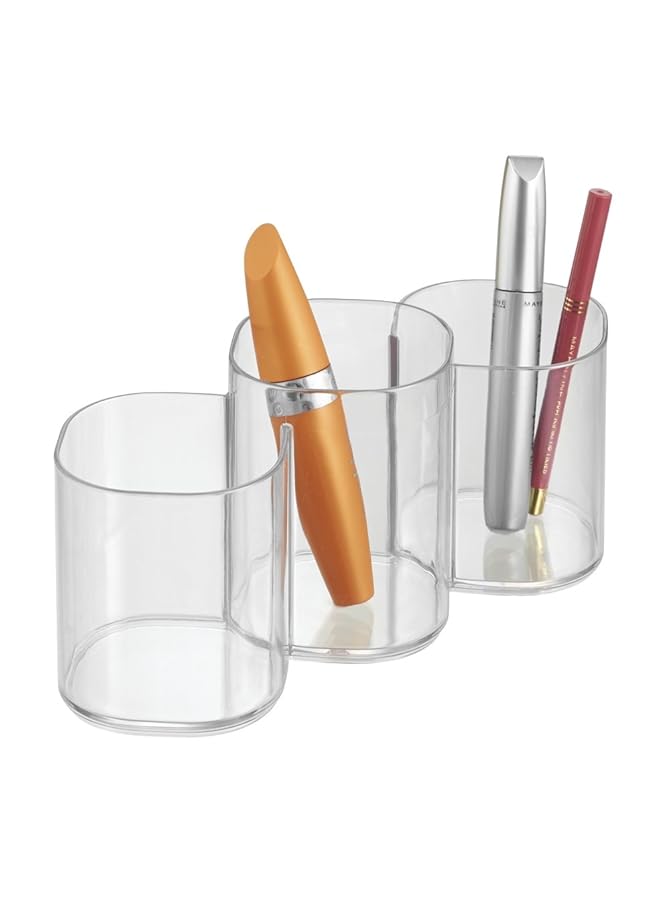 إنترديزاين منظم مستحضرات التجميل Trio Cup Vanity Cabinet من مجموعة Clarity – 8.2” X 3” X 3.75” شفاف - Image 2