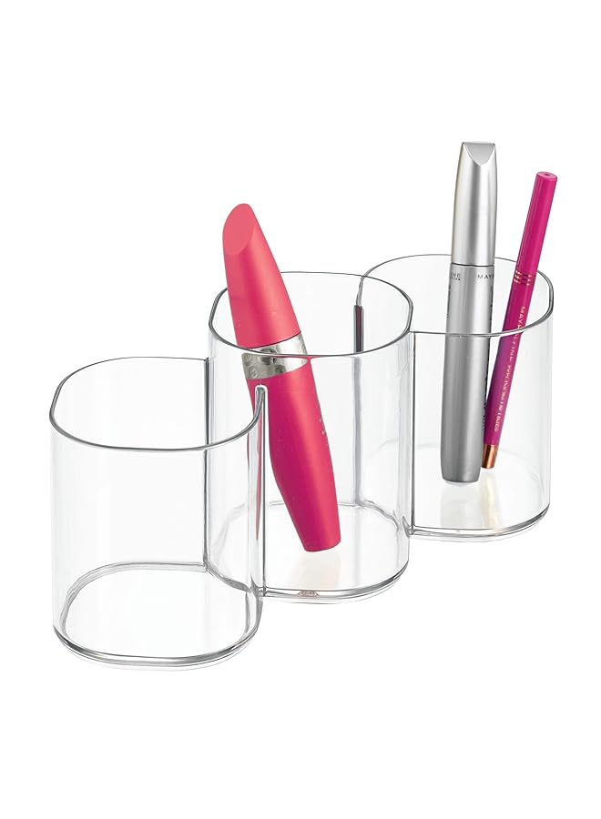 إنترديزاين منظم مستحضرات التجميل Trio Cup Vanity Cabinet من مجموعة Clarity – 8.2” X 3” X 3.75” شفاف - Image 4