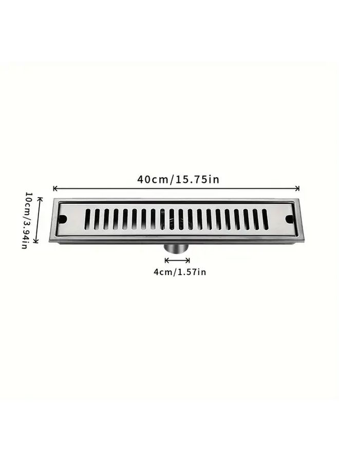 Stainless Steel Rectangular Shower Drain 11.81inch High Flow Self Sealing Odor Control Bathroom Floor Drain For Home Hotel Use - Image 4