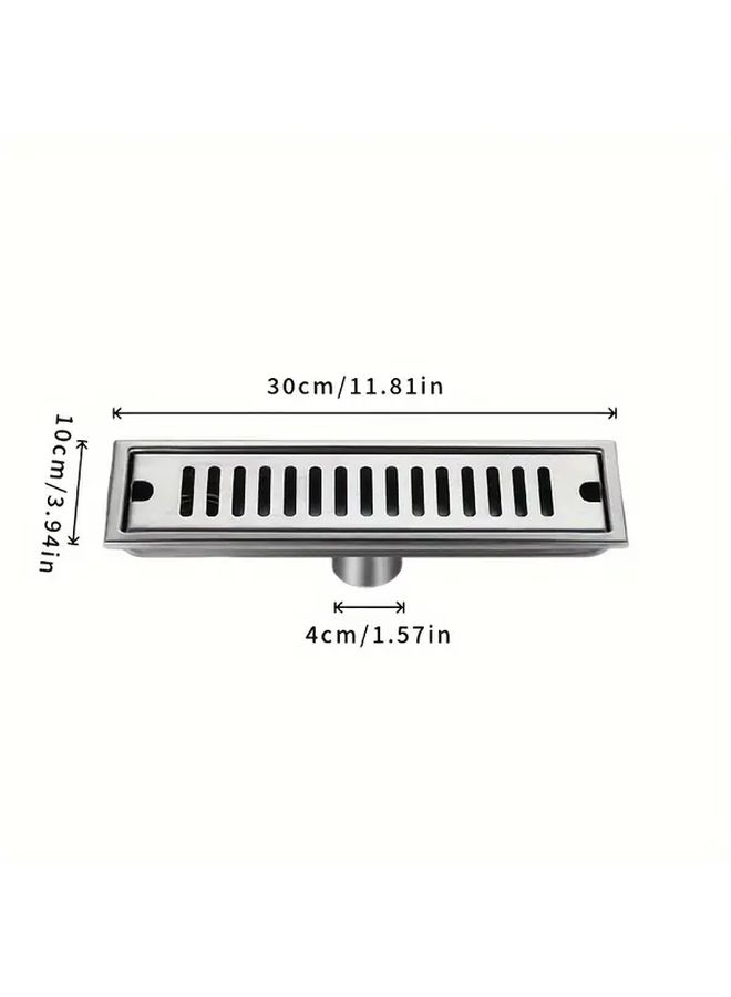Stainless Steel Rectangular Shower Drain 11.81inch High Flow Self Sealing Odor Control Bathroom Floor Drain For Home Hotel Use - Image 3