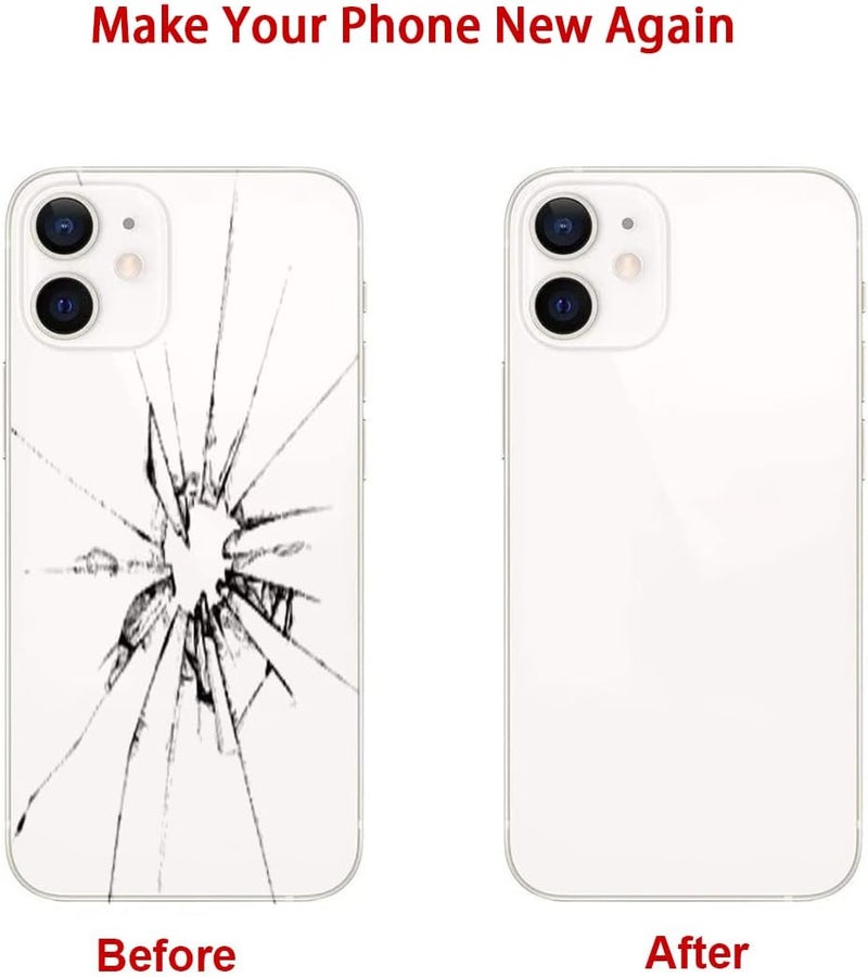 Perzework OEM Rear Back Glass Replacement for iPhone 12 mini 5.4 inches (White) with Reparing Toolkit - Image 4