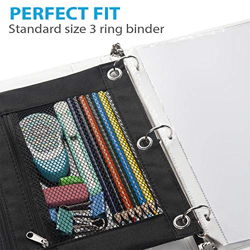 Sooez Pencil Pouch for 3 Ring Binder, 2 Pack Fabric Binder Pouch with 2 Pockets, Pencil Bags with Zipper and Reinforced Grommets, Pencil Cases for Binder - Image 2