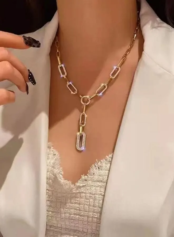 تايك تو قلادة بتصميم سلسلة متصلة مرصعة بأحجار الراين