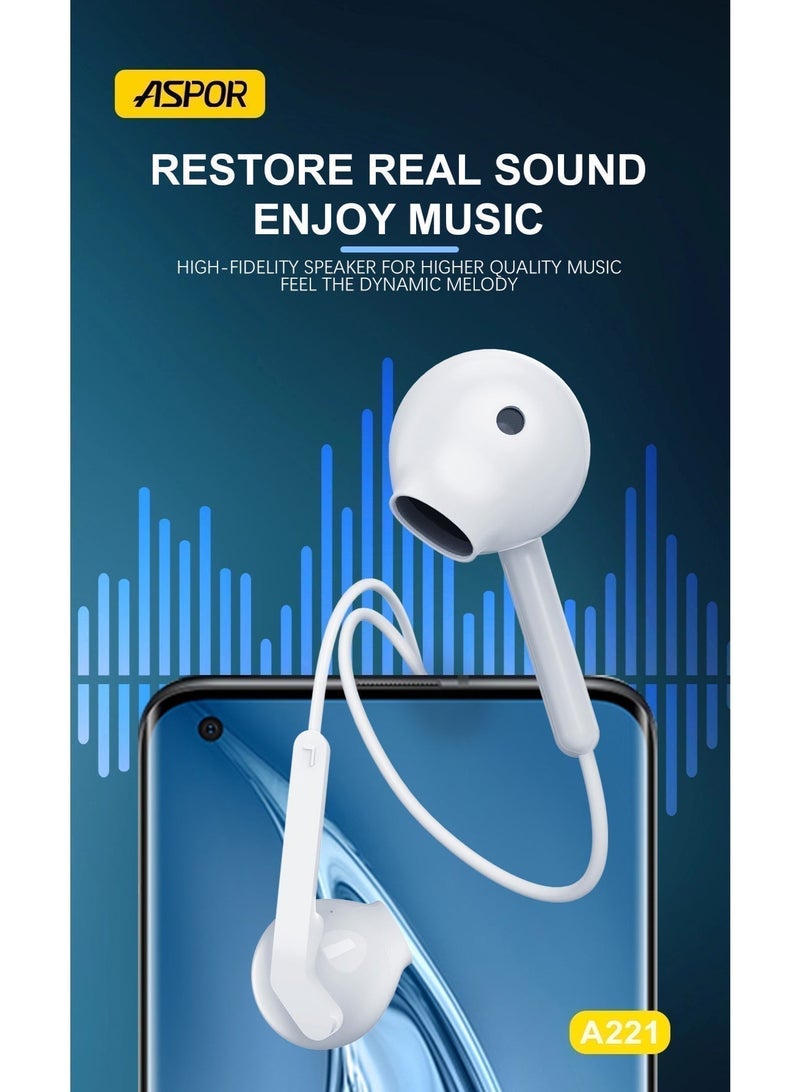 أسبور سماعةASPOR A221 السلكية بصوت HiFi ومنفذ Type-C - Image 5