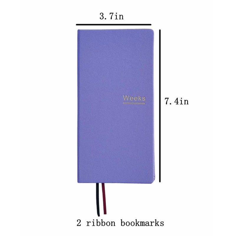receip Undated Weekly Planner Notebook Pocket Organizer Appointment Book Journal Notebook A6 Week Plan Notepad (Light Purple) - Image 2