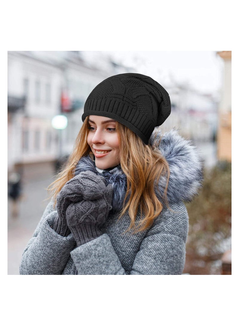 2 Pack Unisex Slouchy Knit Beanie Hats for Winter Fashion - Image 2