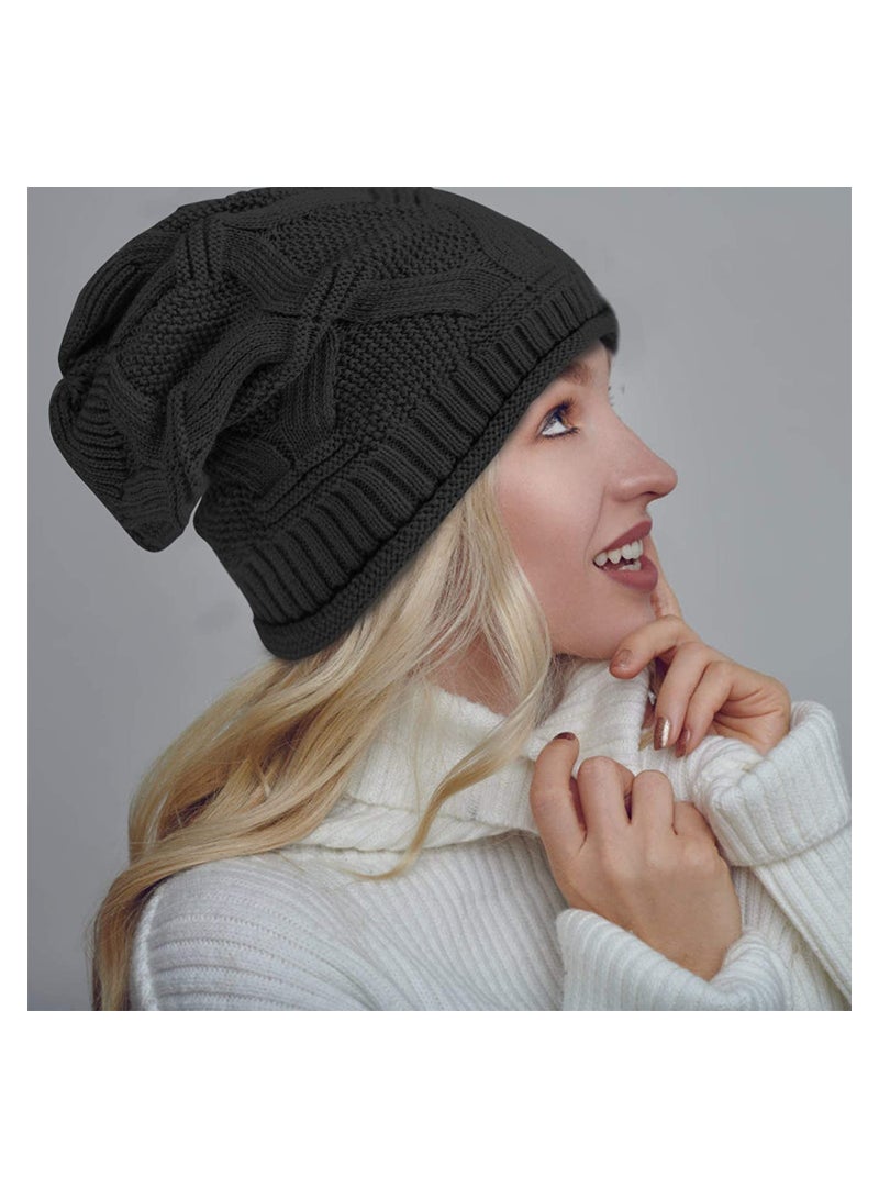 2 Pack Unisex Slouchy Knit Beanie Hats for Winter Fashion - Image 3