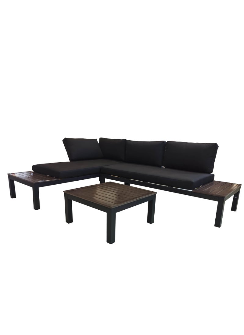 Oasis Casual Aluminium L Shape Sofa Set With Black Cushion  - Image 1