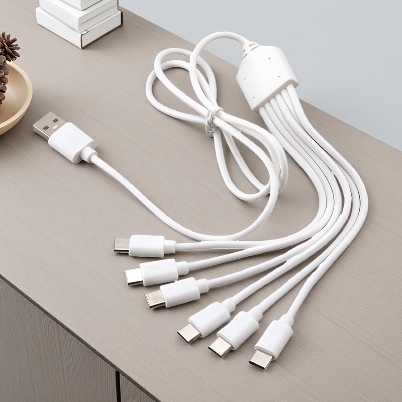 6-In-1 USB to Type-C Multi Charging Cable with 6 Ports for USB C Splitter, 5V 2A - Image 2