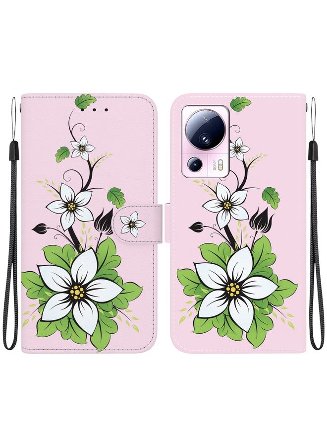 Case Cover For Xiaomi 13 Lite / Civi 2 Crystal Texture Colored Drawing Leather Phone Case Lily