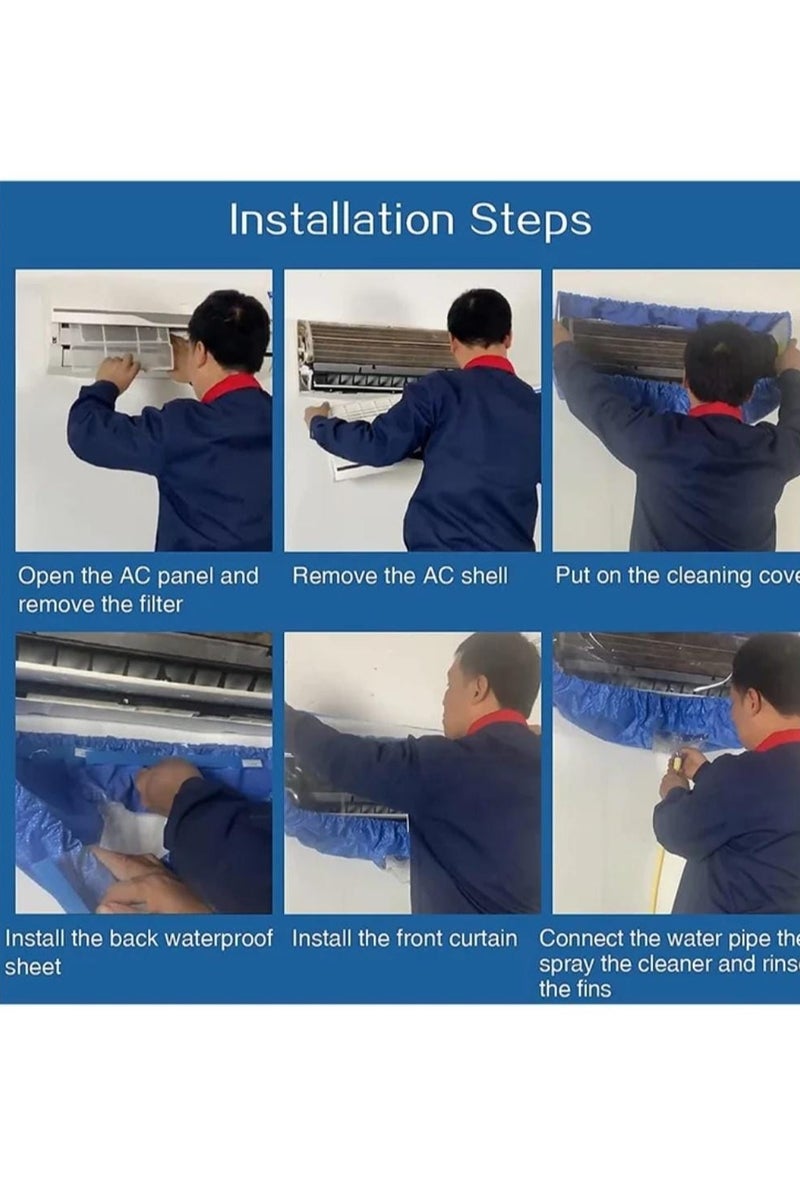 طقم غطاء تنظيف مكيف الهواء مع خرطوم تصريف - حجم كبير لصيانة مكيف الهواء المنفصل - Image 5