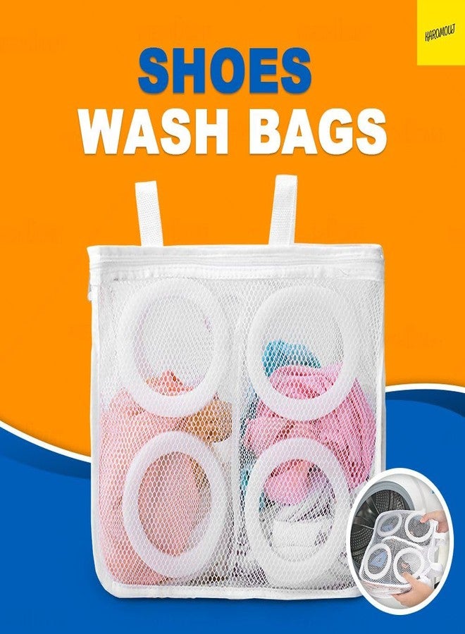 karomouj Polyester Kma347 Portable Laundry Washing Bags With Premium Rust Free Zipper, Storage Bag, Store Dirty Clothes, Washing Bags, For Blouse, Shoes, Hosiery (38 Lx 30Wx 12.5H) (White, Pack Of 1) - Image 2