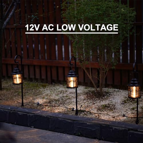 GOODSMANN Landscape Lighting Low Voltage Outdoor 1PK Hanging Path Light 1.1W LED 32 Lumen 2900K Warm White Metal Dual Use Shepherd Hook Pathway Lights Wired 12V AC Sidewalk Light with Cable Connector - Image 3