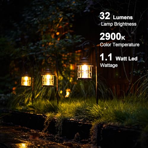 GOODSMANN Landscape Lighting Low Voltage Outdoor 1PK Hanging Path Light 1.1W LED 32 Lumen 2900K Warm White Metal Dual Use Shepherd Hook Pathway Lights Wired 12V AC Sidewalk Light with Cable Connector - Image 2
