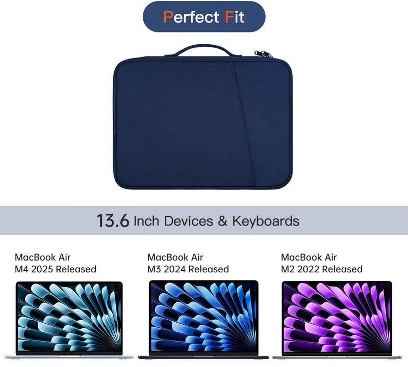 CASEDAO 13 inch Laptop Case Sleeve Compatible with 2026-2022 MacBook Air 13-Inch M5 A3449 / M4 A3240 / M3 A3113 / M2 A2681, Apple New MacBook Air 13.6 Shockproof Protective Bag - Blue - Image 3