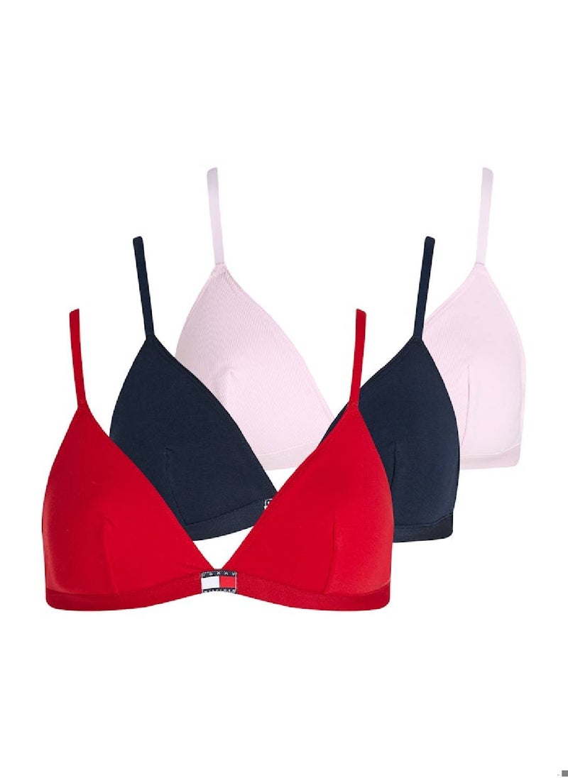 TOMMY HILFIGER Women's 3-Pack Heritage Logo Triangle Bras - Cotton, Multicolour  - Image 1