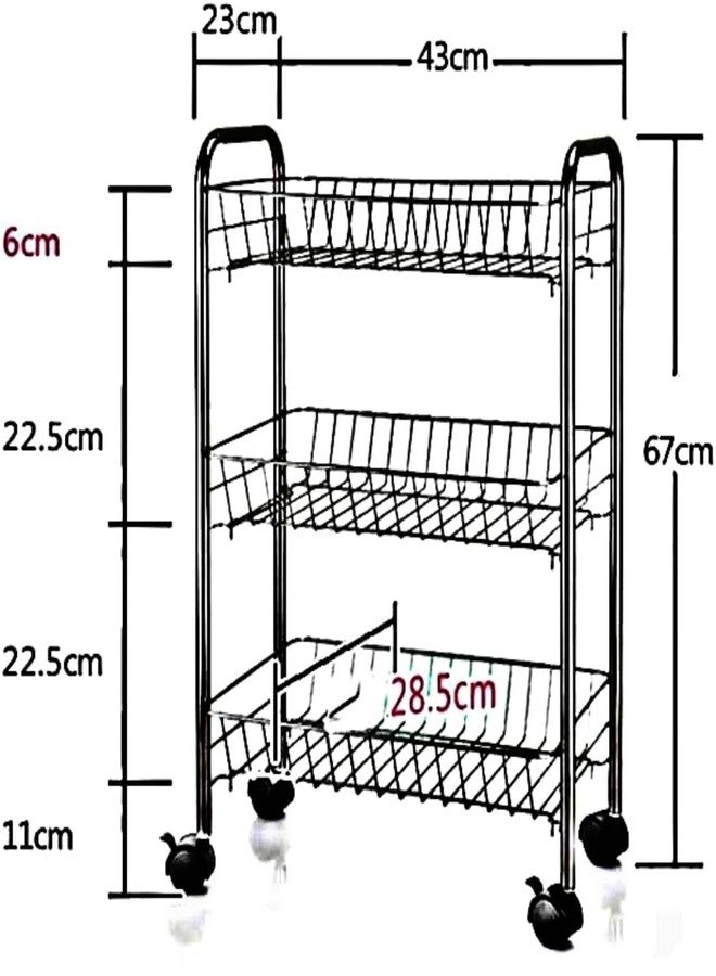 GLOCY 3-Tier Stainless Steel Kitchen Rack | Spice Organizer, Utensil Stand & Storage Shelf (Black) - Image 3