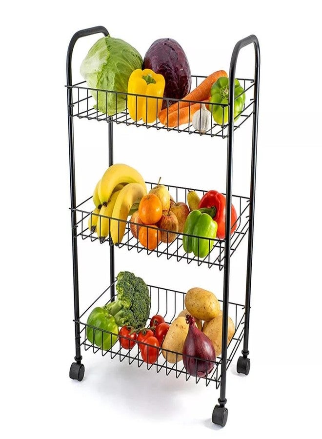 GLOCY 3-Tier Stainless Steel Kitchen Rack | Spice Organizer, Utensil Stand & Storage Shelf (Black) - Image 2
