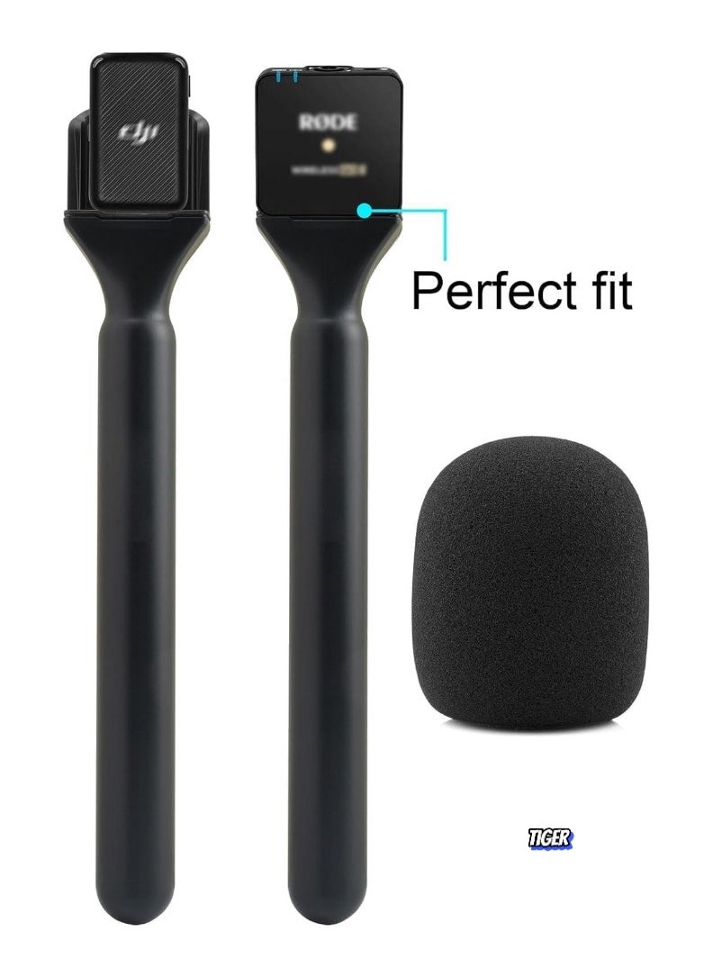 TIGER Handheld Mic Adapter Stand for Multiple Branded Wireless Transmitters – Interview Go Handle Stick with Cold Shoe Mount for Secure Mic Holding & Easy Setup – Ideal for Interviews, Filming & Live Events  - Image 2